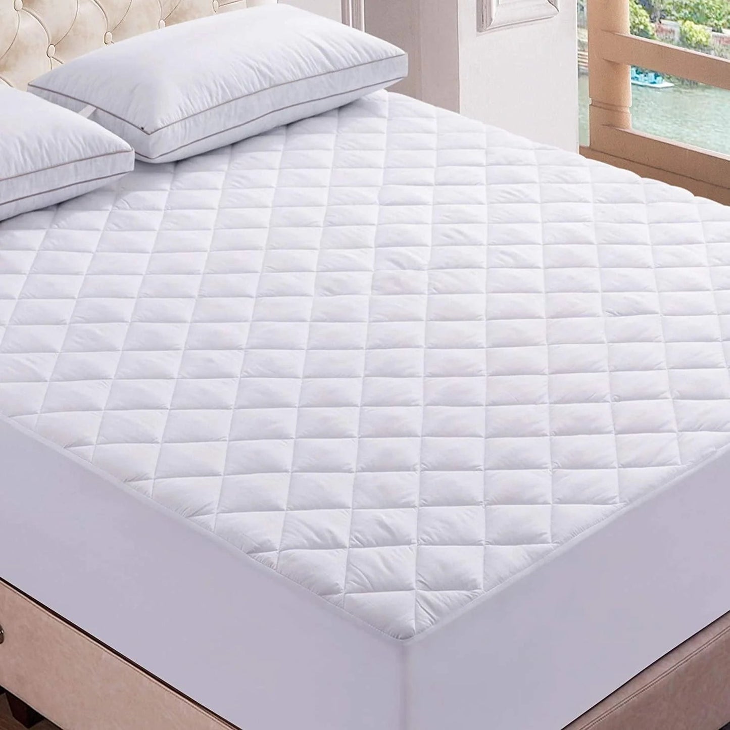 Quilted Waterproof Mattress Protector-White
