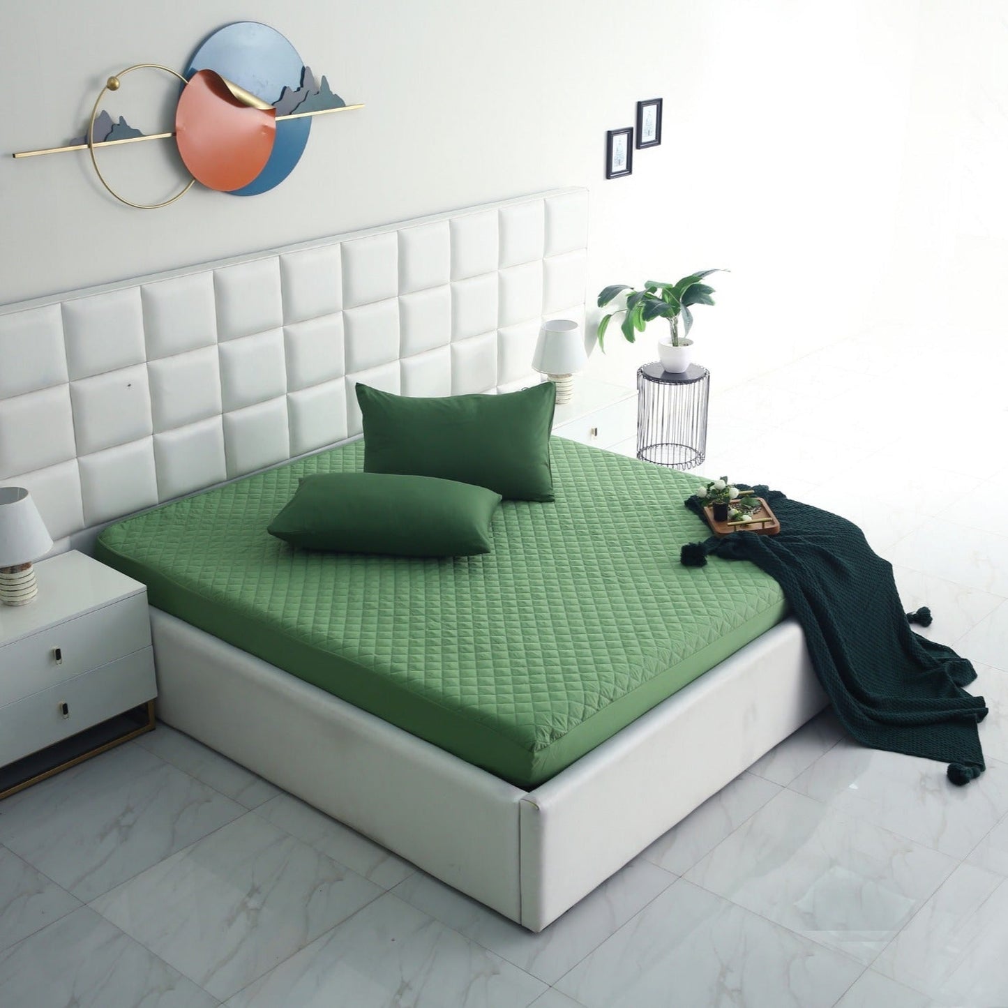 Quilted Waterproof Mattress Protector-GReen