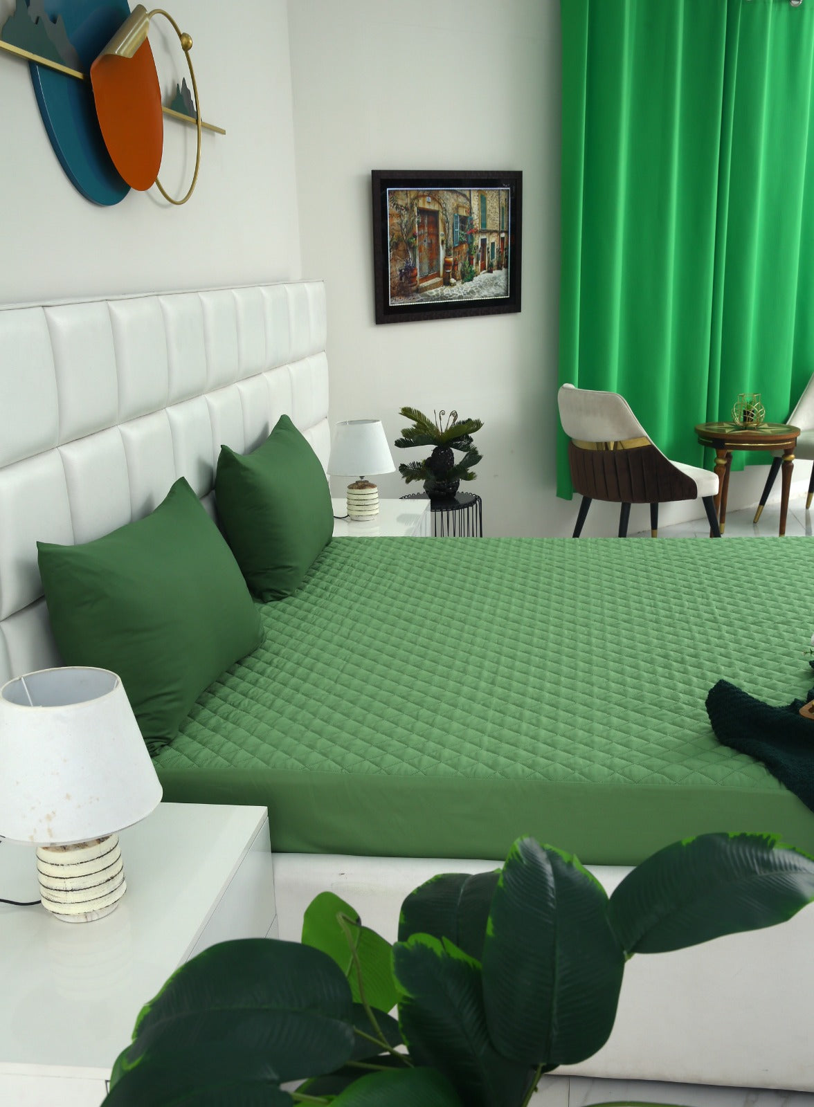 Quilted Waterproof Mattress Protector-GReen