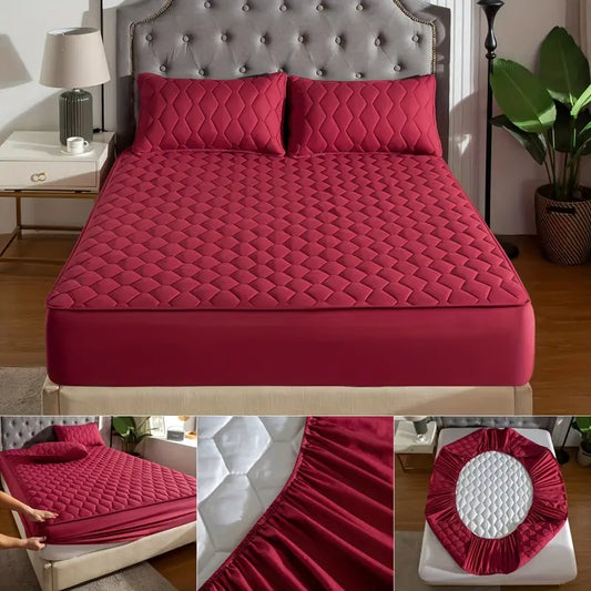 Quilted Waterproof Mattress Protector-Maroon