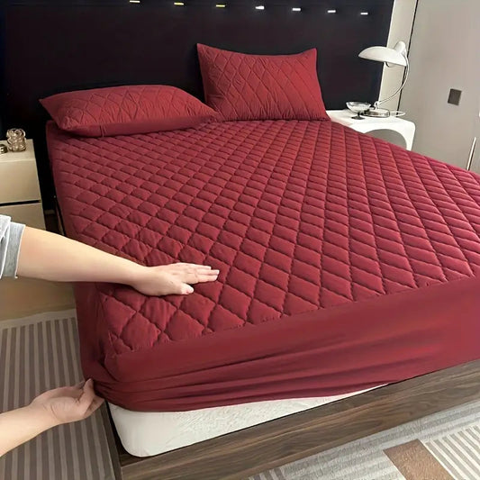 Quilted Waterproof Mattress Protector-Maroon