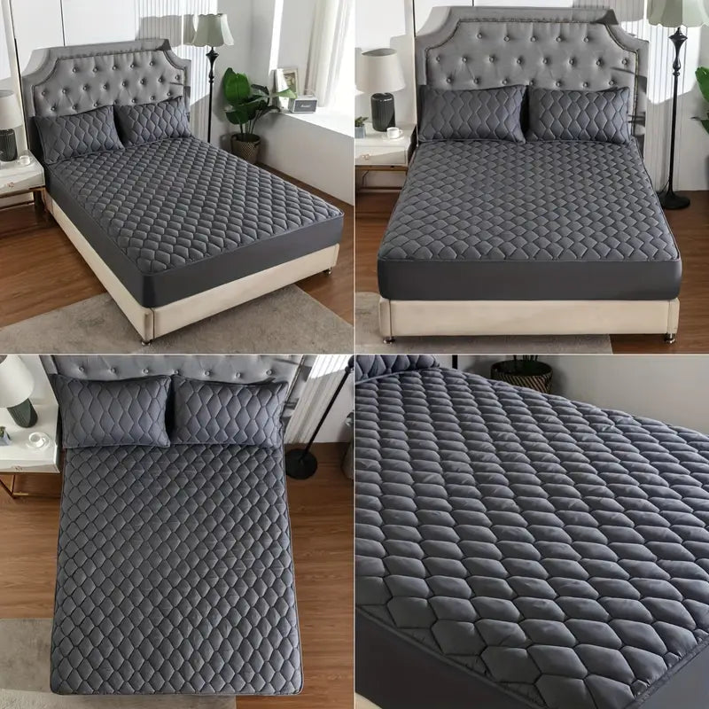 Quilted Waterproof Mattress Protector-Grey